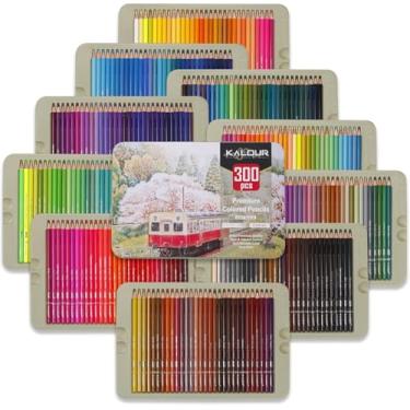 Imagem de Lápis de cor profissional, conjunto de 300 cores, núcleo macio para artistas com cores vibrantes, ideal para desenhar, esboçar, sombrear, lápis de colorir ，adultos, artistas iniciantes