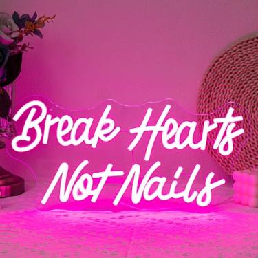 Imagem de SUYUZUR Break Heart Not Nails Neon Sign Nail Neon Light For Wall Decor Letter Led Neon Sign Pink Led Neon Light For Nails Salon Beauty Room Bedroom Decoration