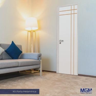 Imagem de Kit Porta de Madeira Decorada 212x85cm com Batente de Alumínio 3,6cm Mantiqueira mgm