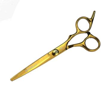 Imagem de Tesoura De Corte Barbeiro Cabeleireiro Fio Navalha 6 Dourado