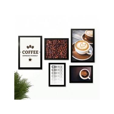 Imagem de Kit 5 Quadros Cantinho do Café Placas Decorativas Cozinha Espresso You