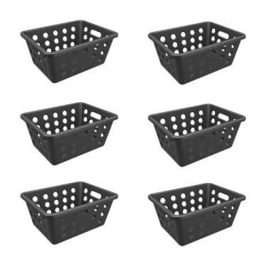 Imagem de Kit 6 Caixas Organizadoras 18x14x8cm Com Alça Cesto Plástico Coza Orga