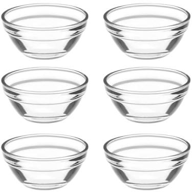 Imagem de Housoutil Conjunto de 6 tigelas de vidro, mini tigelas empilháveis de 5,8 x 2,3 cm para preparação de cozinha, sobremesa, molhos, salada, doces