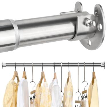 Imagem de FIRJOY Varas de armário para pendurar roupas – resistente, comprimento ajustável (prata, 108 cm - 132 cm)