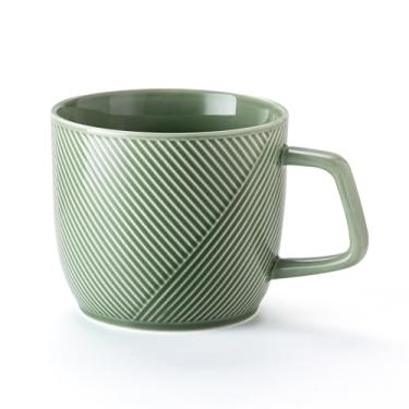 Imagem de Adewnest Caneca de café de cerâmica extragrande: Tigela de sopa grande de 947 ml com alça para sorvete de chá de cereal - Copo gigante verde seguro para micro-ondas