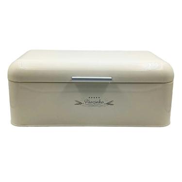 Imagem de Porta Pão em Metal com Tampa Branco 42cm