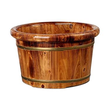 Imagem de FTOQWZXV Banheira para pés, balde de banheira para pés, massagem, spa, sauna, imersão, balde de madeira para os pés, spa, lavatório doméstico presente