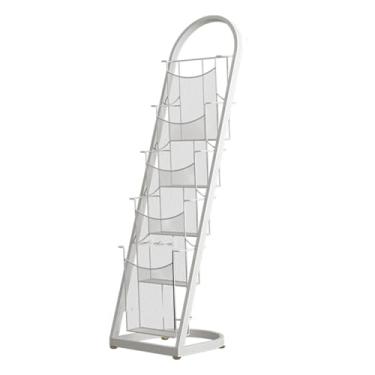 Imagem de Porta-jornais de chão Racks de jornais de ferro Racks de revistas montados no chão Racks de jornais criativos Racks de dados de metal Racks de folhetos Racks de exibição Livros Organizadores de livret