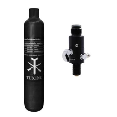 Imagem de TUXING Tanque de ar 4500Psi Pcp 0,58L 36Cu em tanque HPA de fibra de carbono de 580cc, cilindro de gás, caça de paintball para pistola de rifle de ar PCP Daystate e rosca FX M18 * 1,5 (pressão de