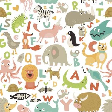 Imagem de Papel De Parede Adesivo Alfabeto Animais Fofos Infantil 5m