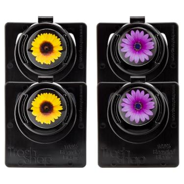 Imagem de Trash Snap Porta-sacos reutilizáveis para lixo e reciclagem | Sistema de clipe adesivo ecológico para carro, trailer, casa, viagem, barco | Pétala de plástico reciclado para metal + Dia ensolarado