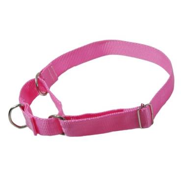 Imagem de Coleira Ajustável para Cachorro Meio Enforcador Tamanho M Cor Rosa Para Passeios e Adestramento Raças Médias e Pequenas
