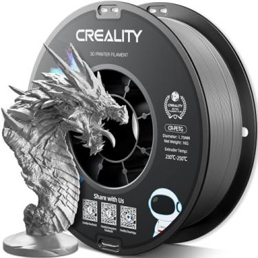 Imagem de Filamento de impressora 3D Official Creality PETG 1,75 mm 1 kg (2,2 lbs), alta precisão, forte dureza, inodoro, melhor fluxo, impressão 3D à prova de umidade, filamento CR PETG, cinza