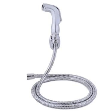 Imagem de Ducha Higiênica Cromada em ABS com Mangueira 1,20m e Suporte, Ideal para Banheiros, Bidês, Lavatórios e Salões de Beleza, Instalação na Parede, Resistente à Pressão e Temperatura