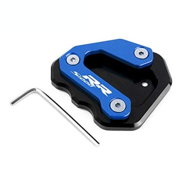 Imagem de Acc-Creativity Suporte de pé de motocicleta com ampliador lateral para placa de extensão compatível com BMW S1000RR 2009-2017 (fundo preto com azul)