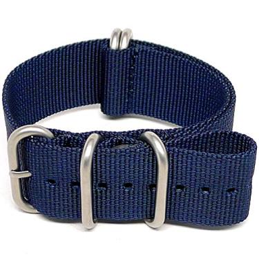 Imagem de Da Luca Pulseira de relógio militar de nylon balístico - azul-marinho (fivela fosca): 24 mm