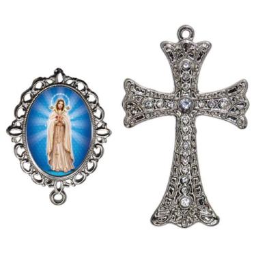 Imagem de Crucifixo Para Terço de Noiva Relicario Nossa Senhora Mistica Peças pa