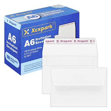Imagem de Xxcxpark Envelopes de convite A6 imprimíveis 100 Qtd. Cartões de 12 x 16,5 cm, envelopes de papel branco de 120 GSM autoselados para convites, papéis, fotos, documentos, casamento, chá de bebê, fácil