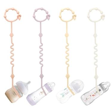 Imagem de RTMOK (4 peças) Alça para copos com bico mantém garrafas e copos afastados do chão, alça de suporte de copo adequada para cadeiras altas, carrinhos de bebê e garrafas de água - pode ser lavada na