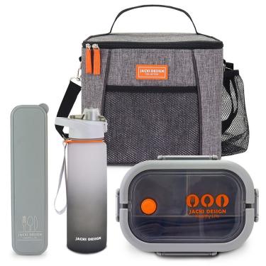Imagem de Kit Bolsa Térmica, Marmita, Garrafa 1l, Porta Talheres Vibe Cinza