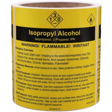 Imagem de Adesivos de procedimento de segurança química com álcool isopropílico, 10 x 10 cm, visão geral de emergência, medidas de precaução, primeiros socorros, incêndio, procedimentos de derramamento