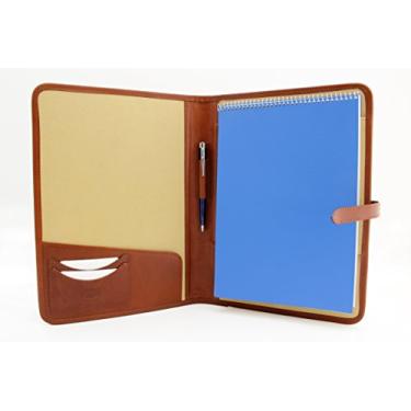 Imagem de Carteira de couro pasta executiva fólio A4 retomar carteira feminina profissional para notebook pasta de negócios masculina (conhaque)
