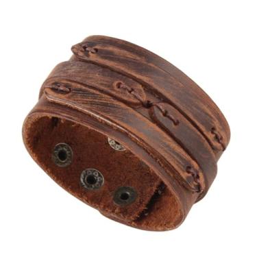 Imagem de JAOYU Pulseira de couro punk pulseira de couro gótico pulseira de rock pulseira de motociclista para homens braçadeira de couro preta joia feita à mão, Large, Couro sintético, Sem Pedra Preciosa