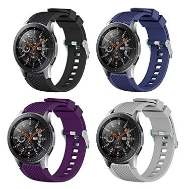 Imagem de Pulseira de silicone para relógio esportivo compatível com Samsung Galaxy Watch 3 de 45 mm/Galaxy Watch de 46 mm/Gear S3 Frontier, adequada para smartwatch de 22 mm para homens e mulheres (4 peças)