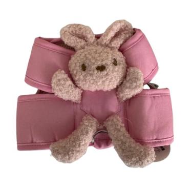 Imagem de Peitoral Com Guia Fofo Pelúcia Luxo Coelho Cao Gato Rosa Tamanho G e M (M)