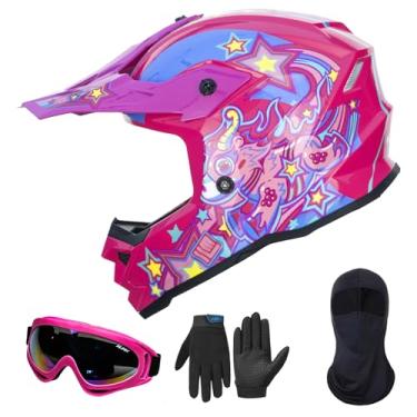 Imagem de ILM Capacete De Quadriciclo Para Jovens E Crianças, Motocross, Bmx, Off-Road, Moto, Kart, Casco Dot Ece, Modelo Z705 (Starlight Pony, Tamanho G)