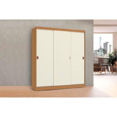 Imagem de Guarda Roupa Casal 3 Portas de Correr e 2 Gavetas R589 Canela/Off White - Kappesberg