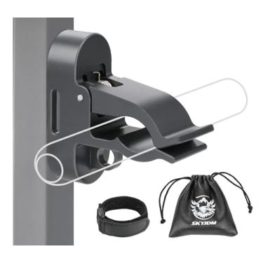 Imagem de SKYJDM Clipe magnético para carrinho de golfe com gancho de laço, suporte de golfe de liga de alumínio para armazenamento seguro de 30 a 70 anéis e toalhas de golfe para pendurar, faixa elástica