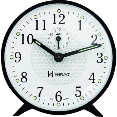 Imagem de Relogio Despertador Herweg 2220 Mecânico A Cordas Preto