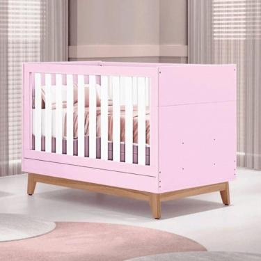 Imagem de Berço Americano 2 Em 1 Lucca Em Mdf Tuboarte Rosa