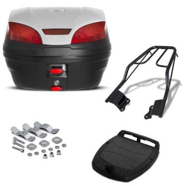 Imagem de Baú 30 Litros Pro Tork + Bagageiro Sansão Motos, PRATA, FAZER 150 2014