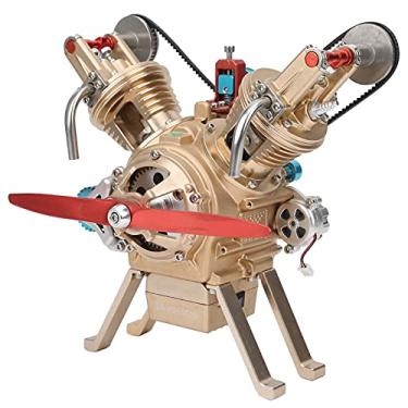 Imagem de Eacam Kit de Montagem de Motor de 2 Cilindros TECHING, Conjunto de Modelo de Construção de Máquinas de Metal DM114 V2, Liga de Alumínio Anodizado, Brinquedo Educacional STEM de