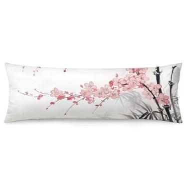 Imagem de Capa de travesseiro de corpo de flores de cerejeira ultra macia respirável com zíper decorativo fronha de cama fronhas para sofá de quarto, 50,8 cm x 137,2 cm