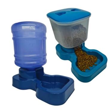 Imagem de Kit Bebedouro e Tratador Automático para Cachorro de Grande Porte - Bebedouro e Comedouro Pet (Azul, Azul)