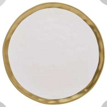 Imagem de Prato Raso de Porcelana Branco e Dourado 6un Dubai