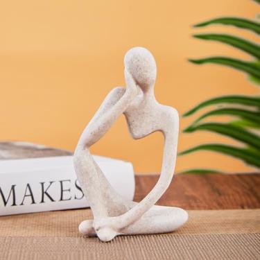 Imagem de Ornamento de decoração de estátua de pensador de mesa estética - ornamentos de esculturas de arte abstrata pequena de resina - objetos decorativos minimalistas de mesa de sala de estar - escultura de