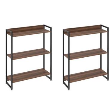 Imagem de Kit 2 Estantes Multiuso Escritório Industrial 3 Prateleiras Areta 104x