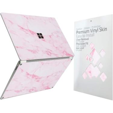 Imagem de Adesivo decalque de capa protetora ultrafina para laptop Microsoft 2025 Surface de 13 polegadas (PC Copilot), fácil de aplicar, antiarranhões, película de vinil livre de resíduos [mármore rosa]