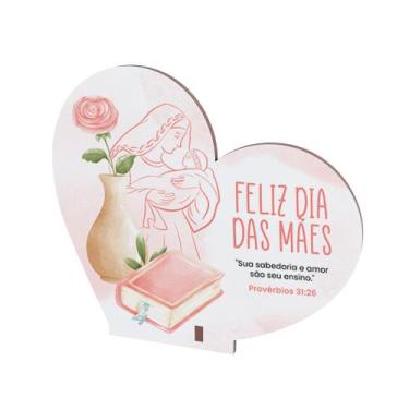 Imagem de Kit Lembrancinhas Coração em MDF Amor e Sabedoria de Mãe - Abstratta, 