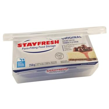 Imagem de Recipiente de cream cheese para geladeira - plástico transparente Stay Fresh para cream cheese, lavável na lava-louças, livre de BPA — Prato de queijo para sua despensa, balcão, geladeira
