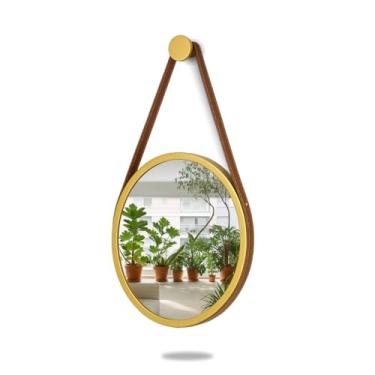 Imagem de ESPELHO ADNET REDONDO 40CM DOURADO C/ALÇA CARAMELO