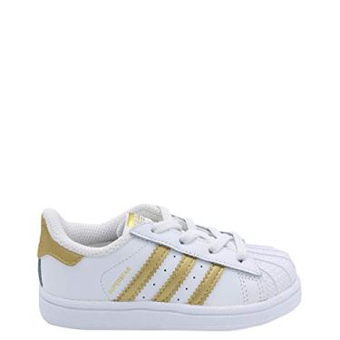 Imagem de Adidas Superstar Legacy Tênis infantil unissex, Branco/dourado metálico/azul, 6 Toddler