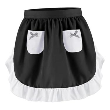 Imagem de DimyFew feminino com bolsos, lindo para garçonete, empregada doméstica, para confeitaria, café, bar, Preto Branco