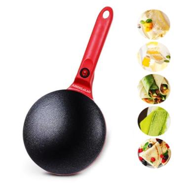 Imagem de Red,Máquina de panqueca antiaderente doméstica, máquina de fazer bolos elétrica 110V/240V, assadeira para pizza de café da manhã, assadeira antiaderente para rolinho primavera chinês