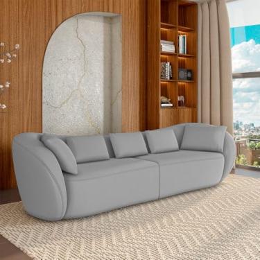 Imagem de Sofá Bipartido Sala de Estar Diamond 212cm com Almofadas Soltas Veludo Cinza G52 - Gran Belo
