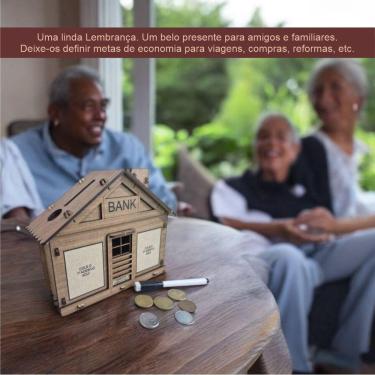 Imagem de Cofrinho Cofre Casa Banco Dinheiro Woodbox Japones Poupançar